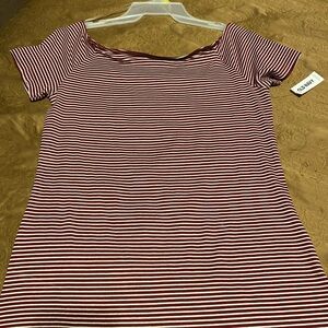Burgundy and White Striped Garment